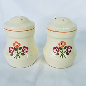 Vintage Treasure Craft Salt & Pepper JUMBO Shakers Ivory Purple Flowers Ceramic